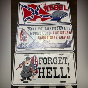 Vintage Confederate Novelty License Plates x3 NWT